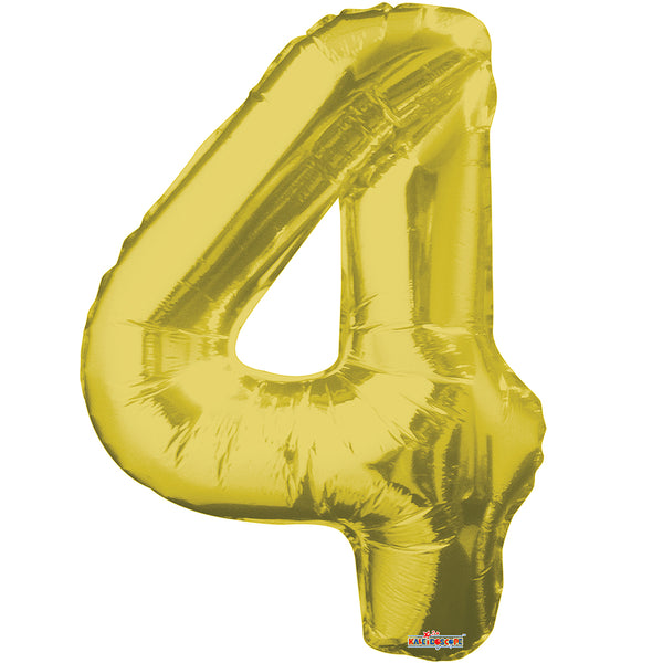 Giant Gold Number 4 Foil Balloon 34"