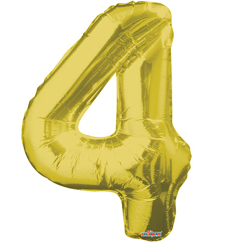 Giant Gold Number 4 Foil Balloon 34"