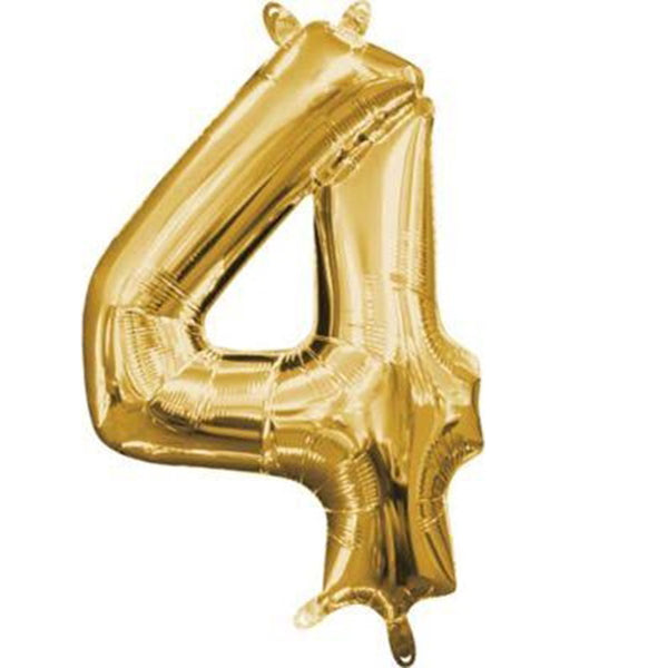 Number 4 Gold Balloon