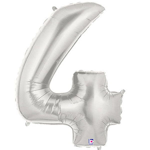 Silver number 4 balloon 