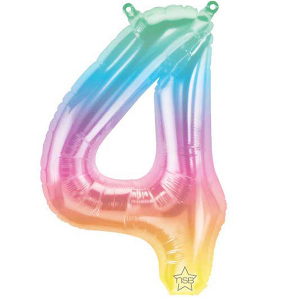 Mini Shape Air - Filled Jelli Ombre Number 4 Foil Balloon 16"