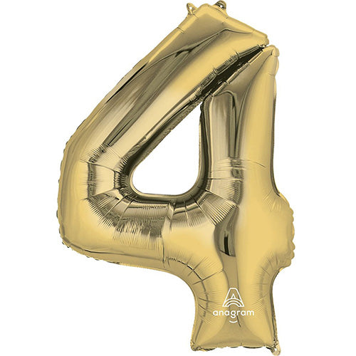 Anagram Giant White Gold Number 4 Foil Balloon 34"