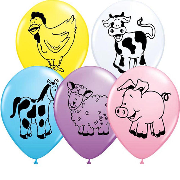 50 Farm Animals Latex Balloons 11"