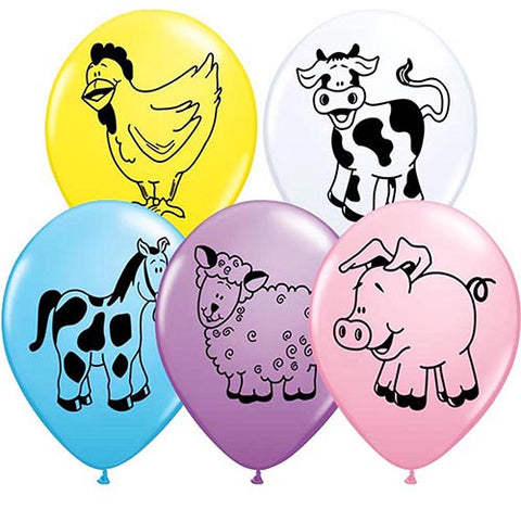 50 Farm Animals Latex Balloons 11"