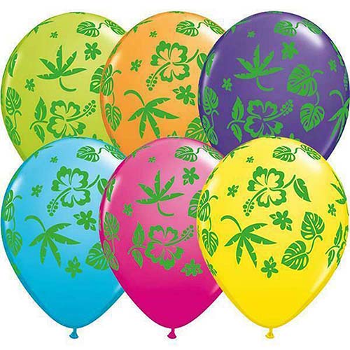 50 Tropical Flora Flower Assorted Colors Latex Balloons 11