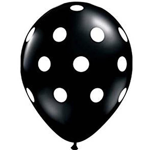 50 Polka Dots Black White Latex Balloons 11"
