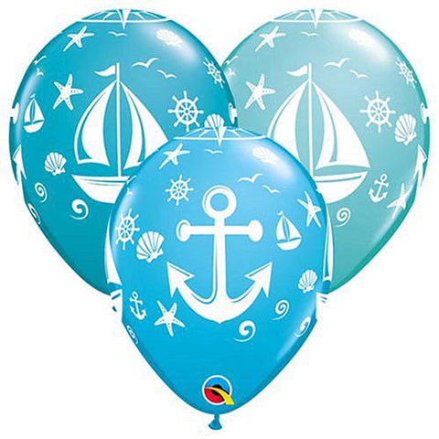 50 Nautical Sailboat and Anchor Latex Balloons 11"