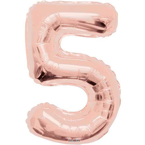 Giant Rose Gold Number 5 Foil Balloon 34"