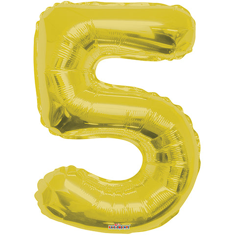 Giant Gold Number 5 Foil Balloon 34"