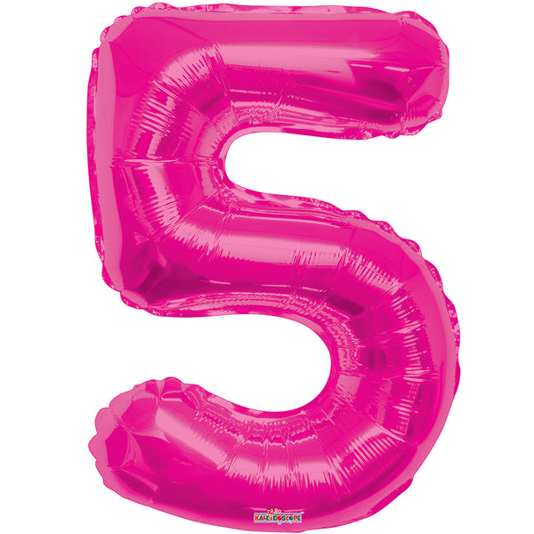 Giant Pink Number 5 Foil Balloon 34"
