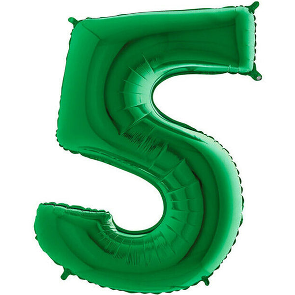 Green Number 5 Balloon