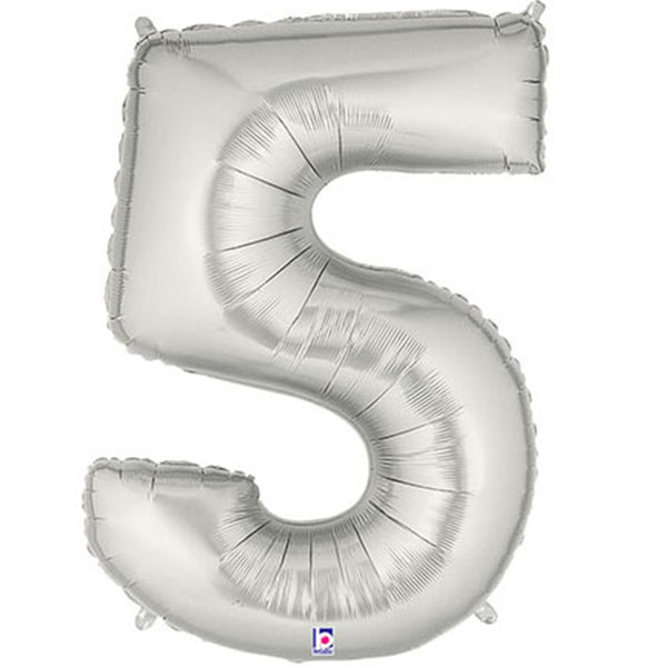 Silver Number 5 Balloon