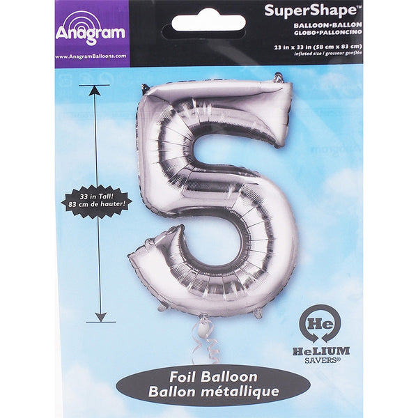 Silver foil number balloon