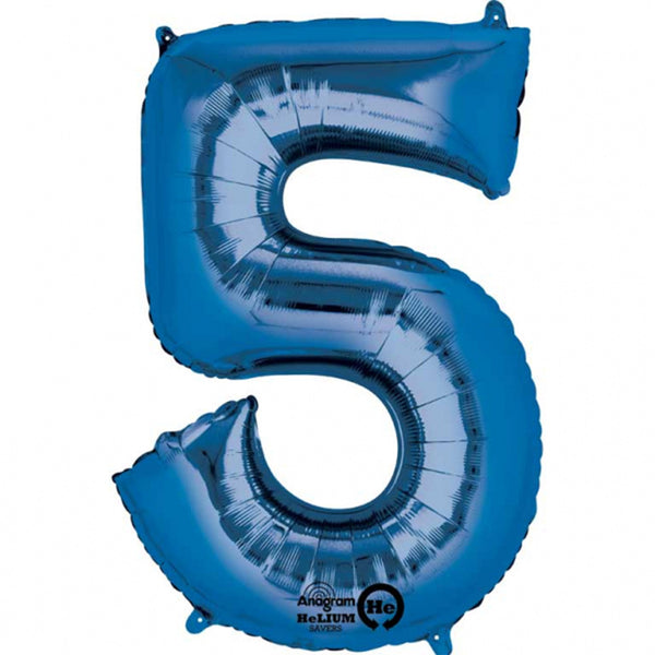 Blue Number 5 balloon