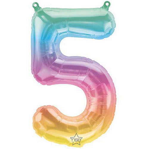 Mini Shape Air - Filled Jelli Ombre Number 5 Foil Balloon 16"