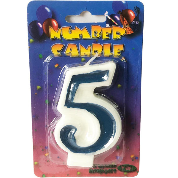 Blue number 5 candle