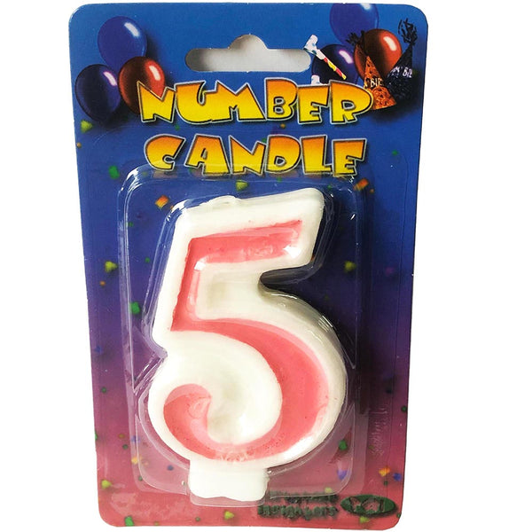 Pink number 5 candle