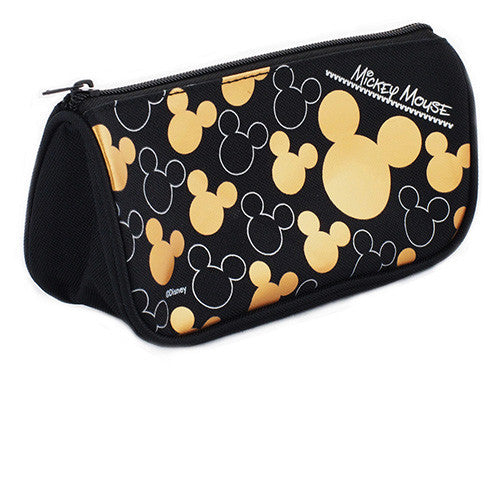 Mickey Mouse Character Authentic Licensed  Multi Purpose Triangle Style Black Gold Pencil Case