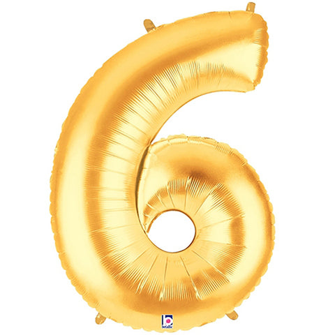 Megaloon Gold Number 6 Foil Balloon 40"
