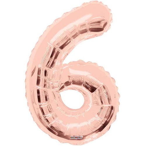 Giant Rose Gold Number 6 Foil Balloon 34"
