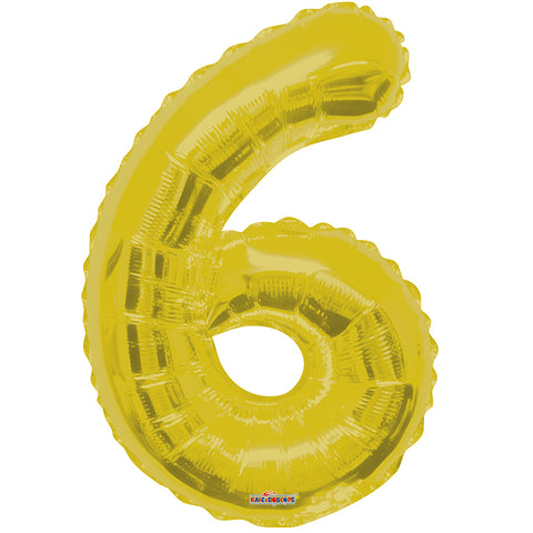 Giant Gold Number 6 Foil Balloon 34"