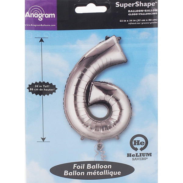 Silver foil number balloon