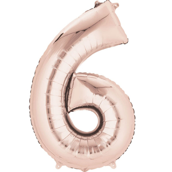 Rose Gold number 6 foil balloon
