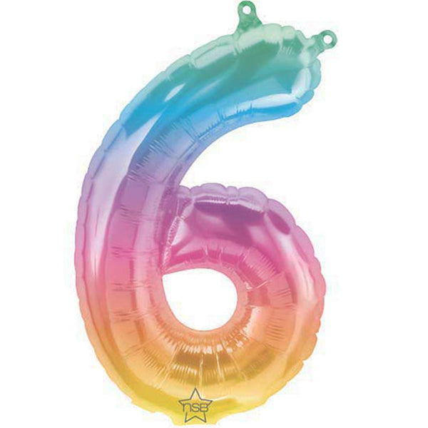 Mini Shape Air - Filled Jelli Ombre Number 6 Foil Balloon 16"