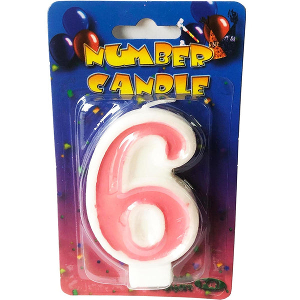 Pink number 6 candle