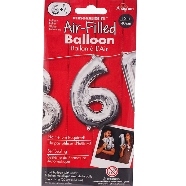 Silver number 6 balloon