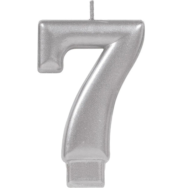 Silver number 7 candle