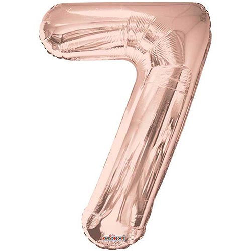 Giant Rose Gold Number 7 Foil Balloon 34"