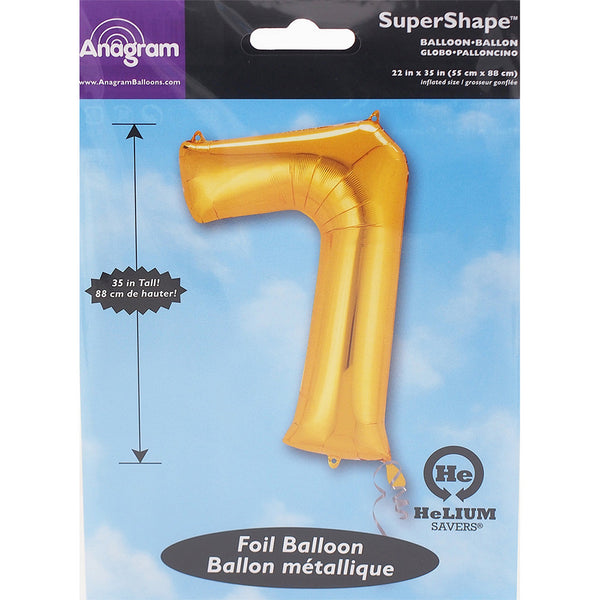 Gold Number 7 Balloon