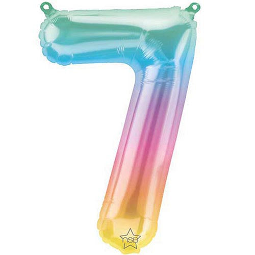Mini Shape Air - Filled Jelli Ombre Number 7 Foil Balloon 16"