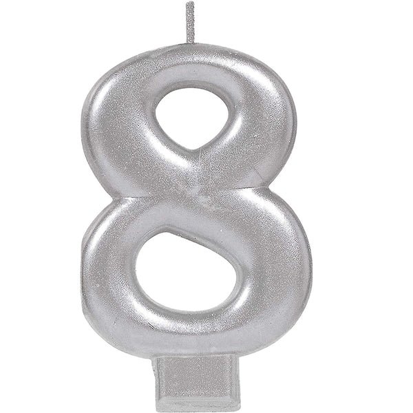 Silver number 8 candle