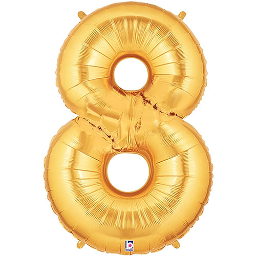 Megaloon Gold Number 8 Foil Balloon 40"
