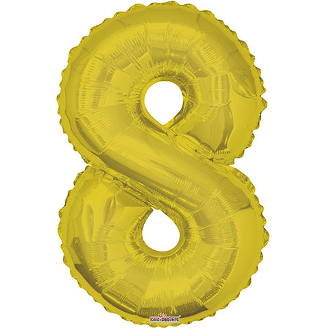 Giant Gold Number 8 Foil Balloon 34"