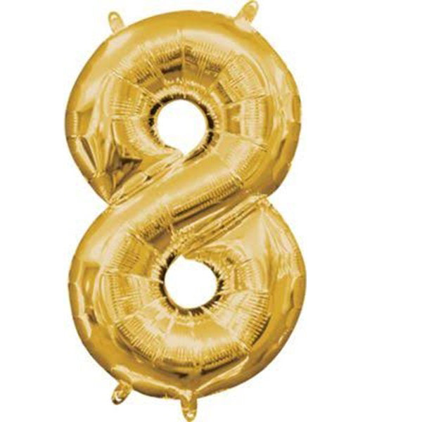 Number 8 Gold Balloon