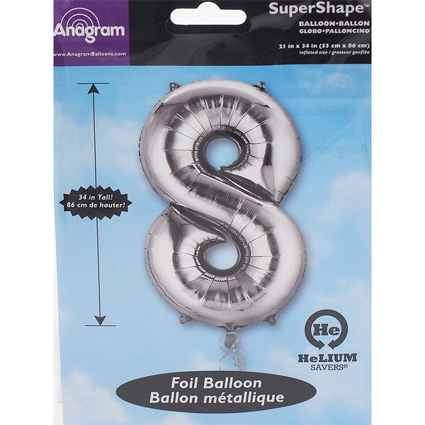 Silver foil number balloon