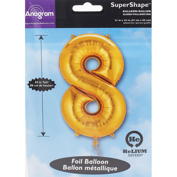 Gold Number 8 Balloon