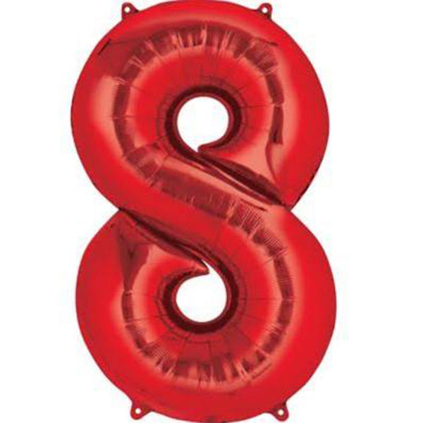 Red Number 8 Foil Balloon