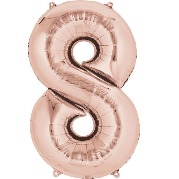 Rose Gold number 8 foil balloon