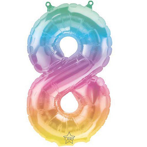 Mini Shape Air - Filled Jelli Ombre Number 8 Foil Balloon 16"