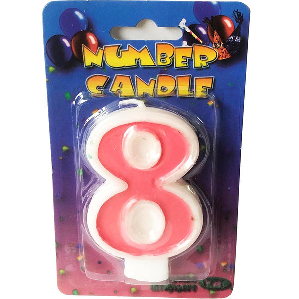 Pink number 8 candle