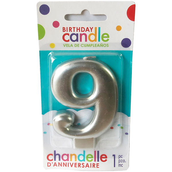 Amscan Silver Number 9 Party Candle