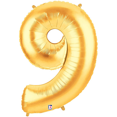 Megaloon Gold Number 9 Foil Balloon 40"