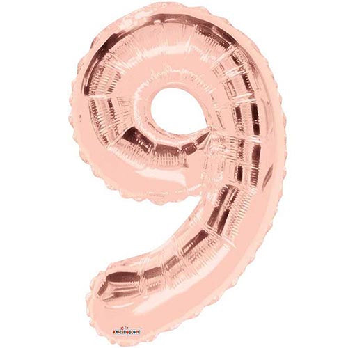 Giant Rose Gold Number 9 Foil Balloon 34"