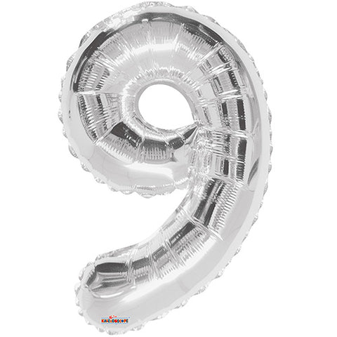 Giant Silver Number 9 Foil Balloon 34"