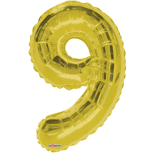 Giant Gold Number 9 Foil Balloon 34"