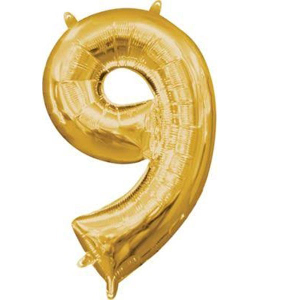 Number 9 Gold Balloon